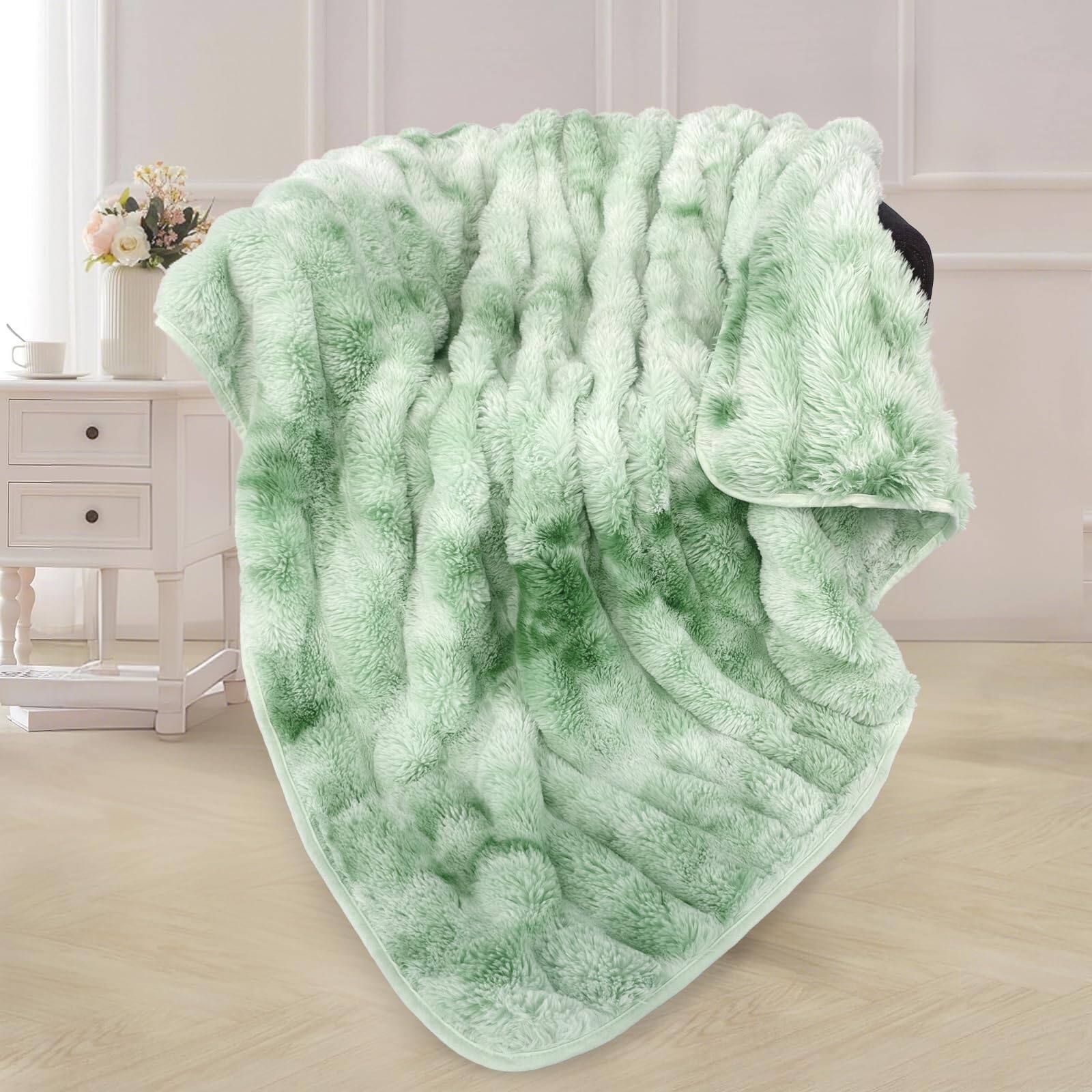 Tie-dye Sage Green Throw (50" x 60")