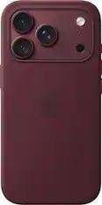 Front. Apple - iPhone 18 Pro Silicone Case with MagSafe (2026) - Burgundy.