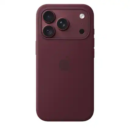 Front. Apple - iPhone 18 Pro Silicone Case with MagSafe - Burgundy.