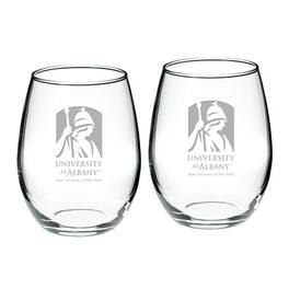 Jardine - UAlbany Great Danes 21oz. 2-Piece Stemless Wine Glass Set - Multicolor
