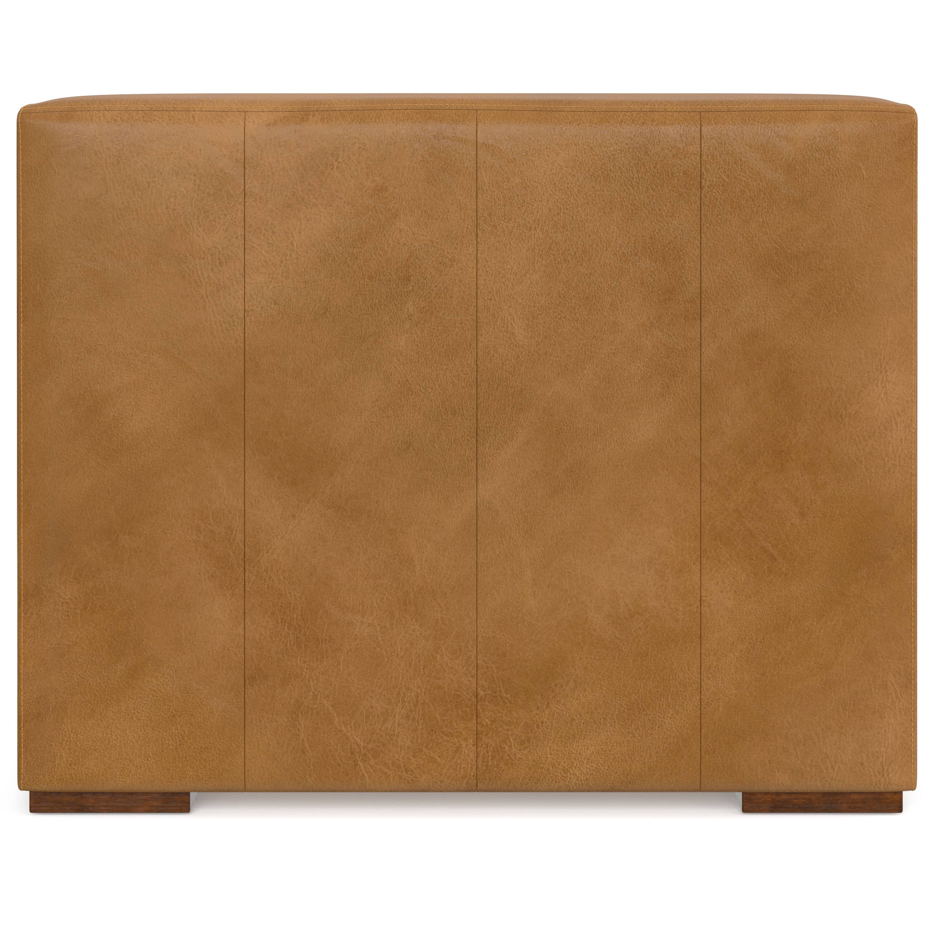 Back. Simpli Home - Rex Center Armless Sofa Module in Genuine Leather - Sienna.