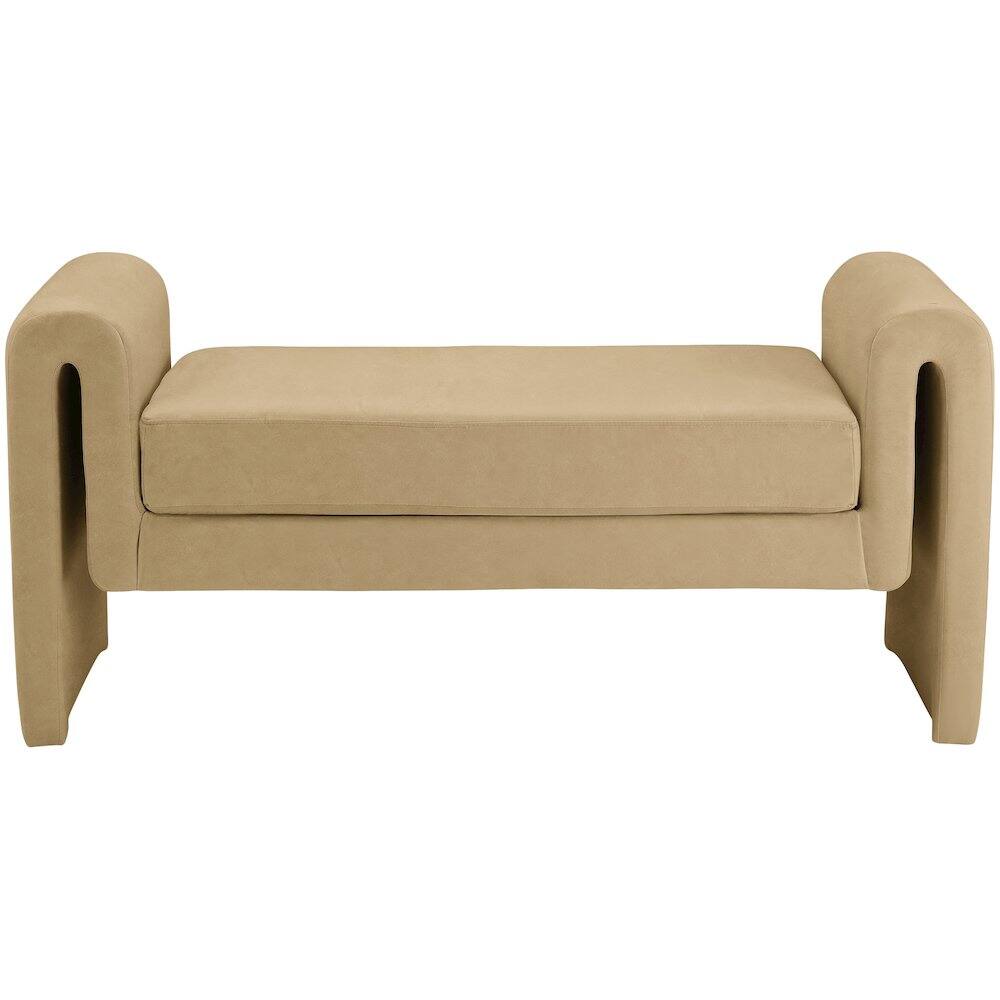 Alt View 2. Meridian Furniture - Sloan Camel Velvet Bench - Beige.