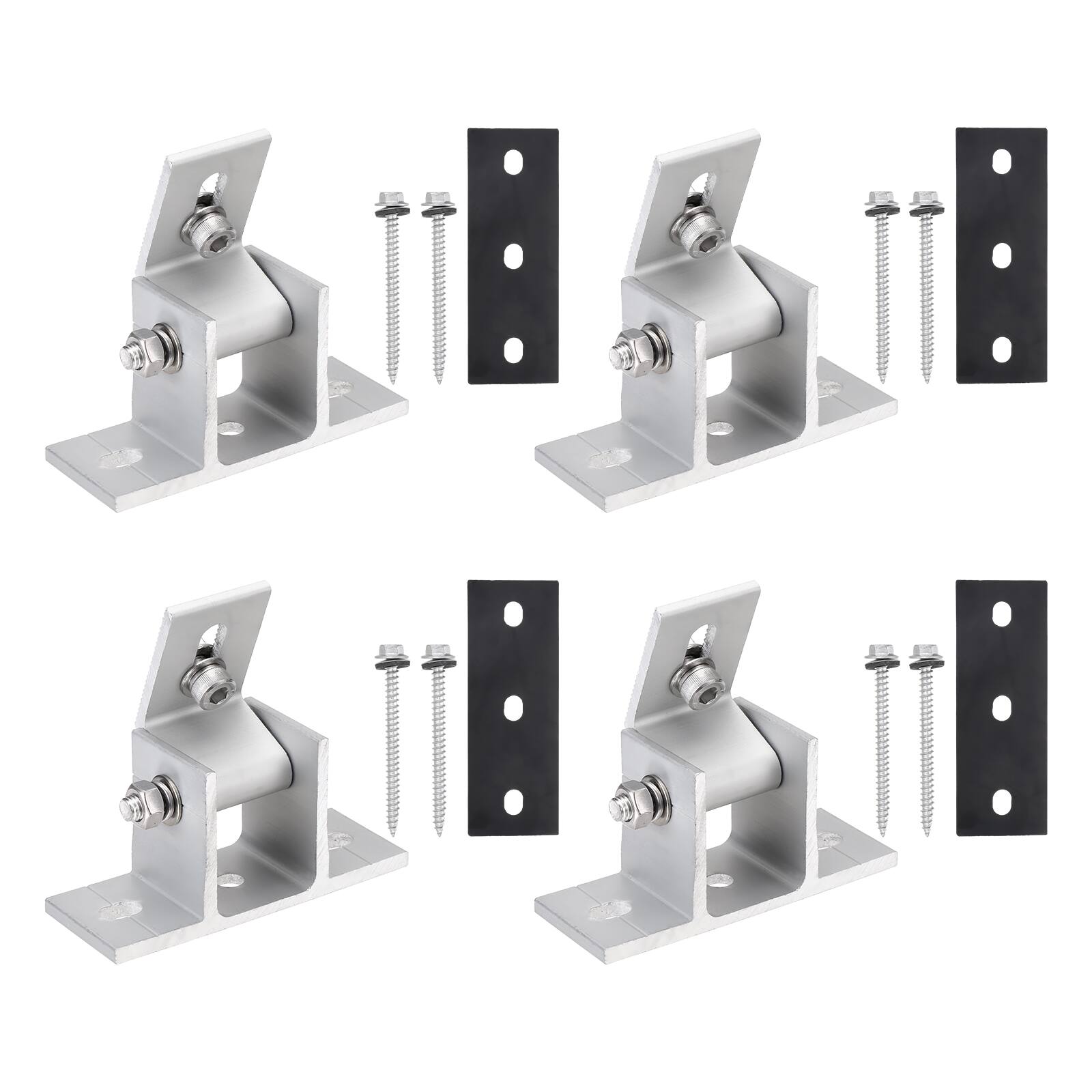 Front. Unique Bargains - 4pcs Aluminum Adjustable Solar Panel Tilt Mount Bracket, 10-60° Angle Adjustable for Flat Roof/RV/Boat - White.