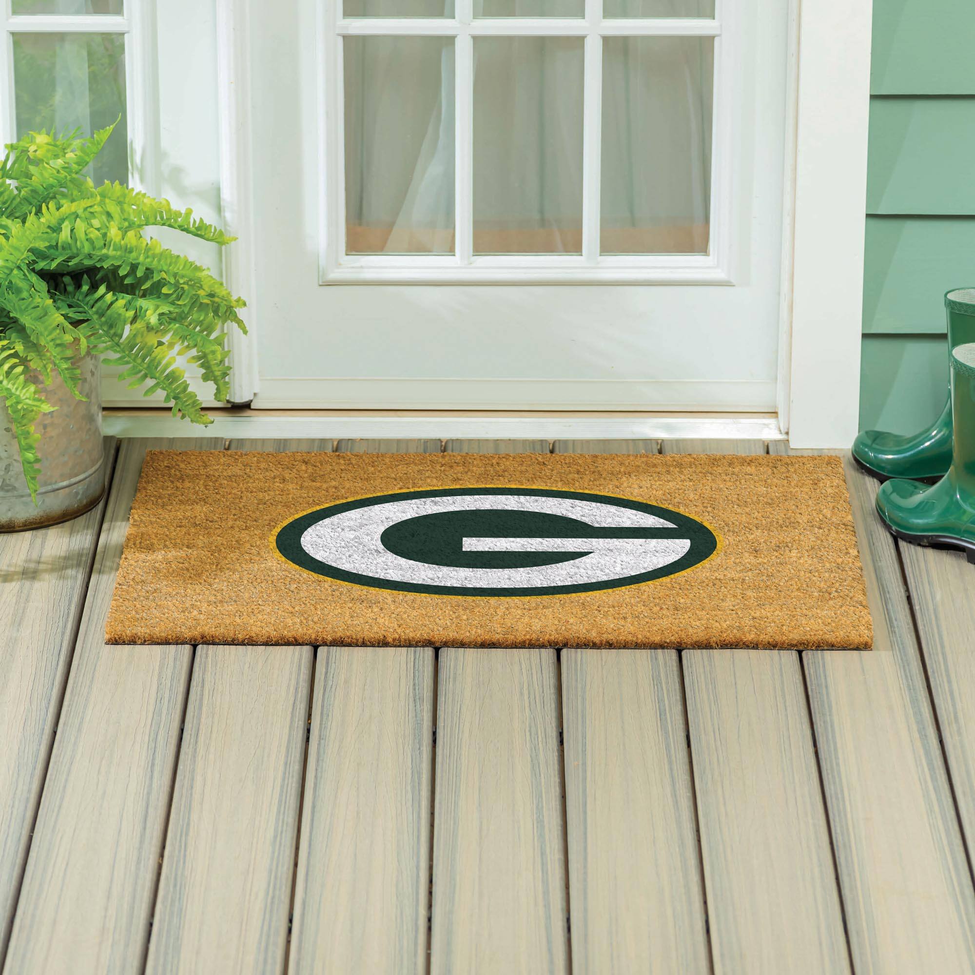 Alt View 3. Evergreen Enterprises - Green Bay Packers 24" x 36" Outdoor Team Logo Coir Mat - Brown.