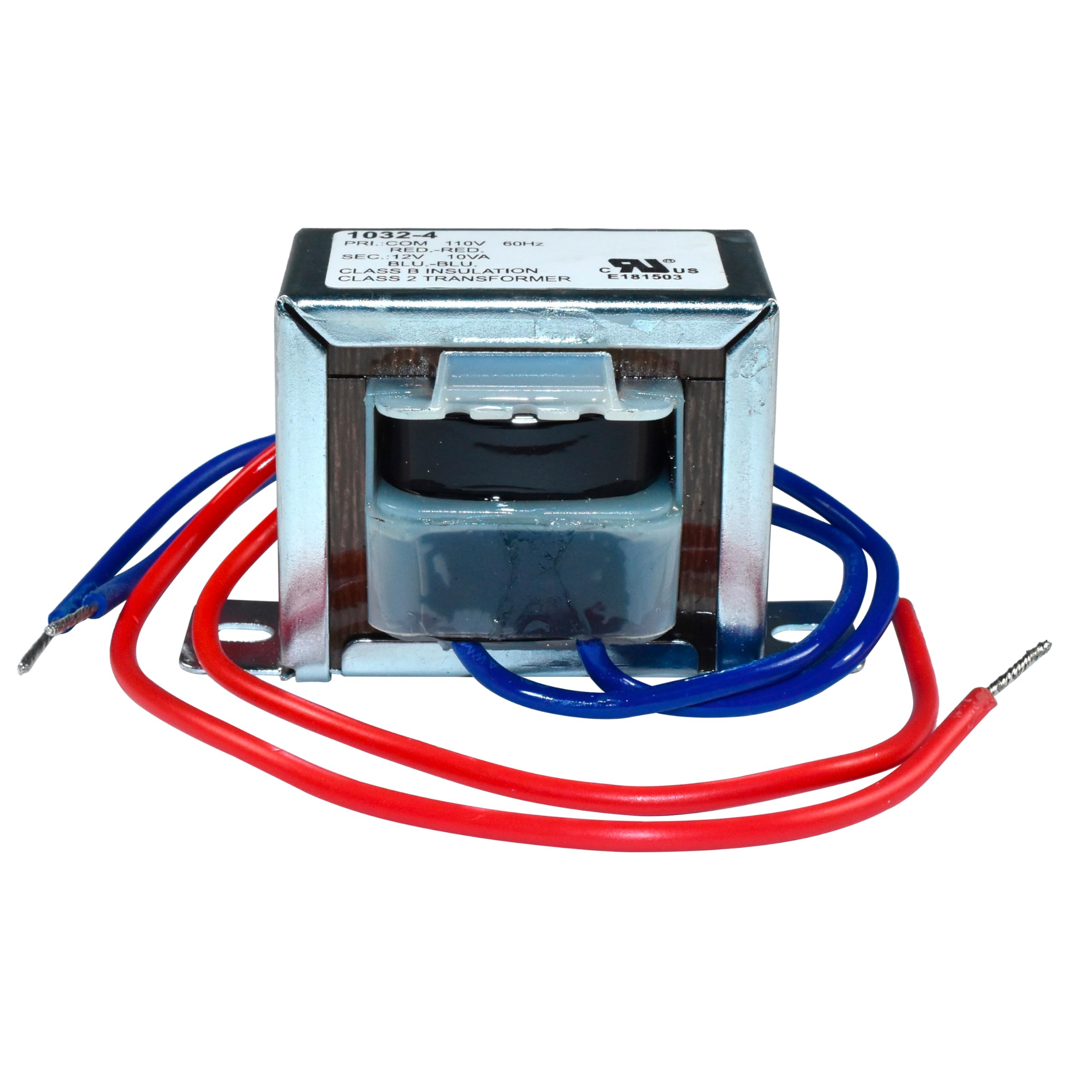 1032-4  
24V  
60Hz  
100VA  
PRIMARY: RED-BLACK  
SECONDARY: BLUE-BLACK  
CLASS 2 TRANSFORMER  
CULUS  
E181503