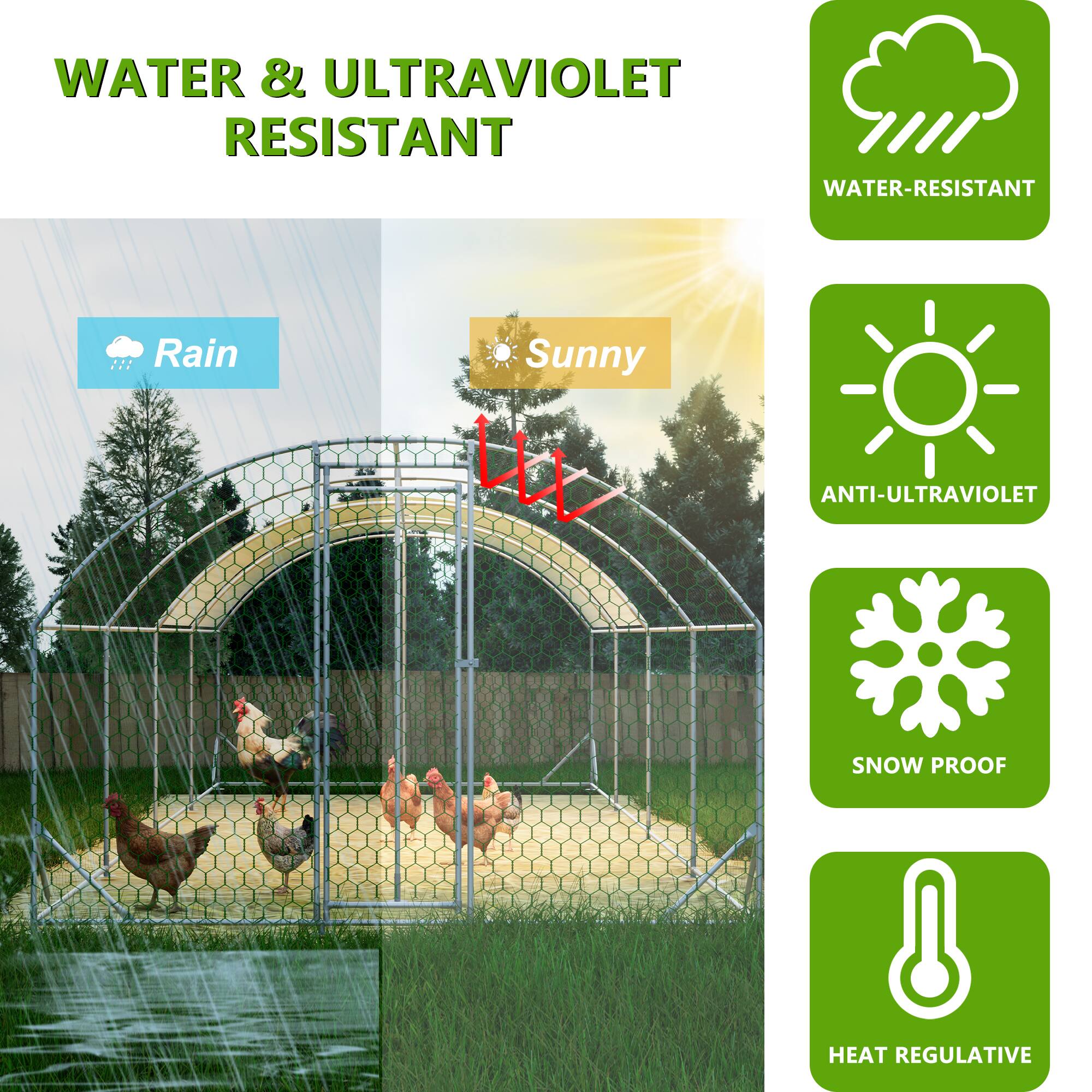 WATER & ULTRAVIOLET RESISTANT

- WATER-RESISTANT
- ANTI-ULTRAVIOLET
- SNOW PROOF
- HEAT REGULATIVE