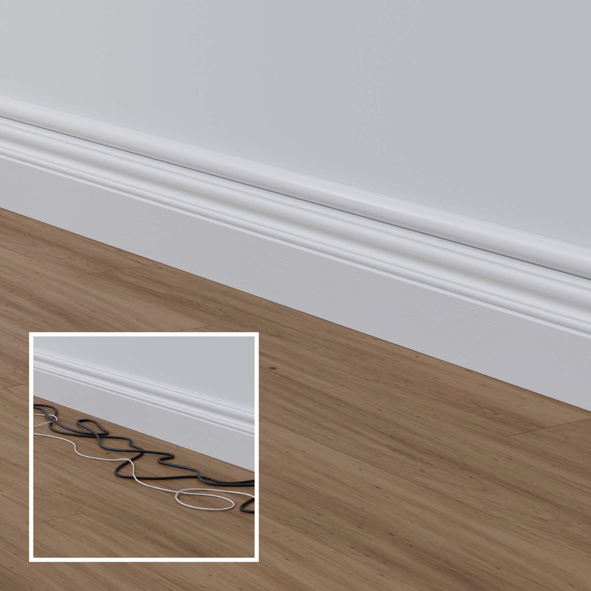 Back. D-Line - D-Line Half Round Cord Cover (Small) - 1.18in (W) x 0.59in (H) x 39in Length - White.