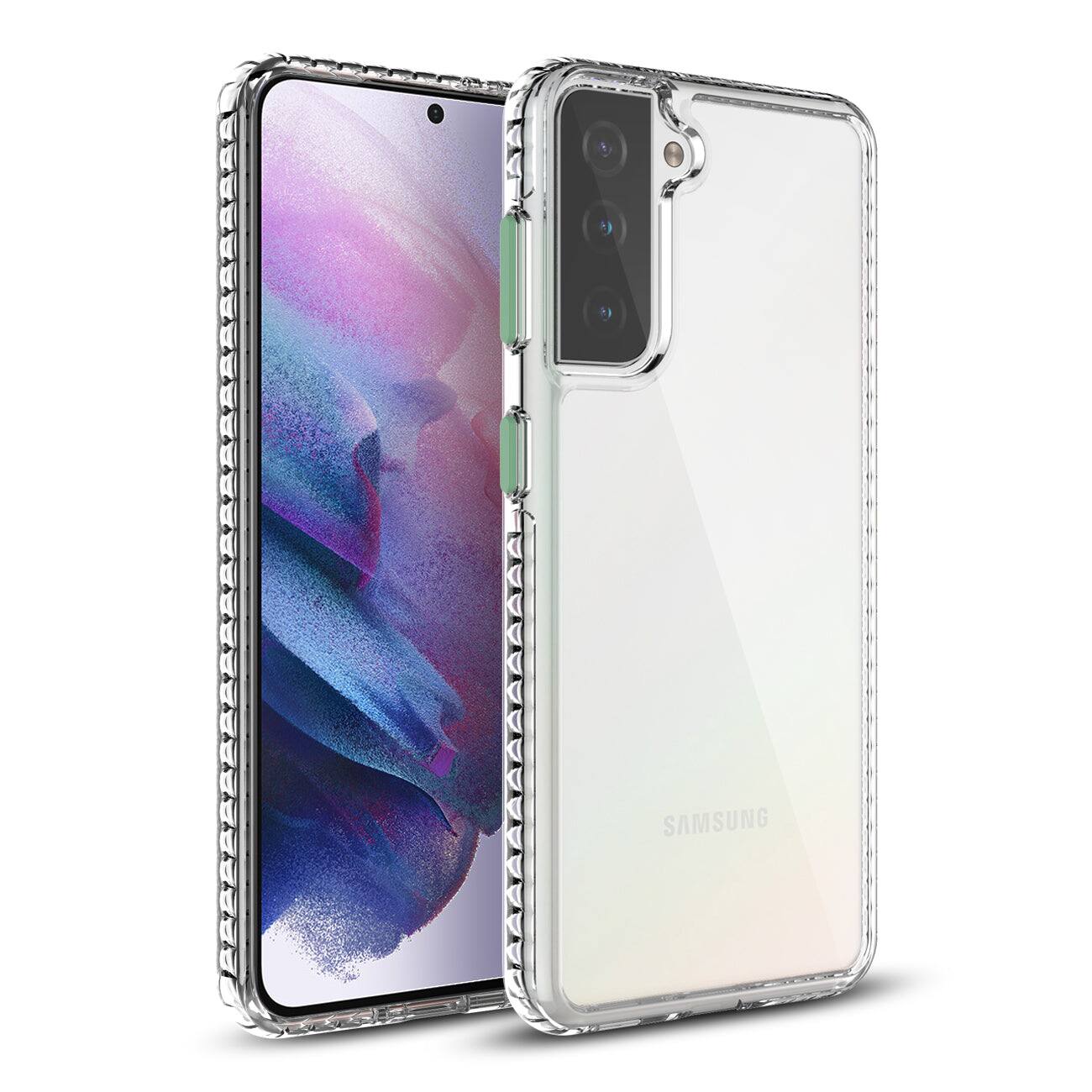 Reiko - Tpu Bumper Shockproof Case With Embedded Coil In Black Samsung Galaxy S21 In - Clear Green