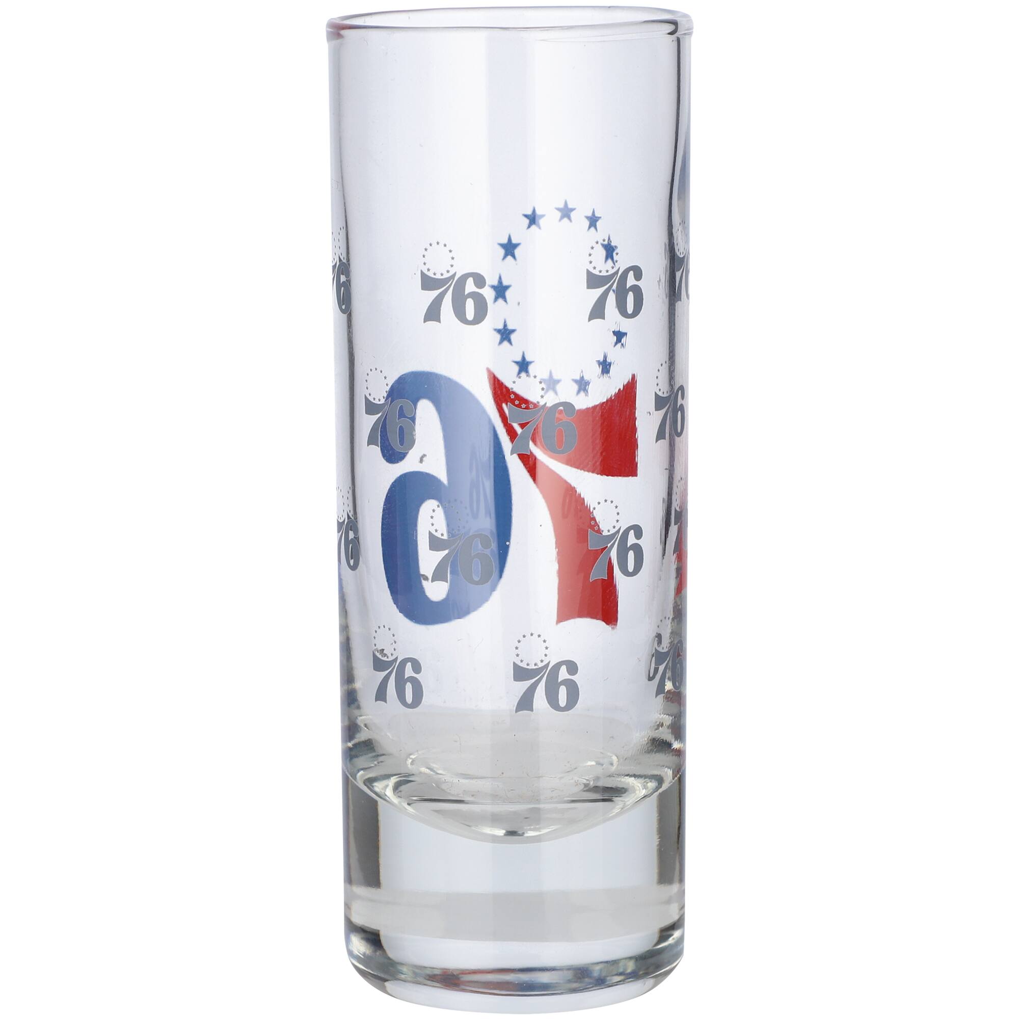 Alt View 1. Logo Brands - Philadelphia 76ers 2.5oz. Satin-Etched Tall Shot Glass - Multicolor.