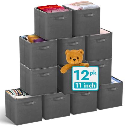 Front. COTTAGE - Reli. Cube Storage Bins Cube Organizer Bins Fabric Storage Boxes Collapsible, Foldable Fabric Cubby B... - Default.