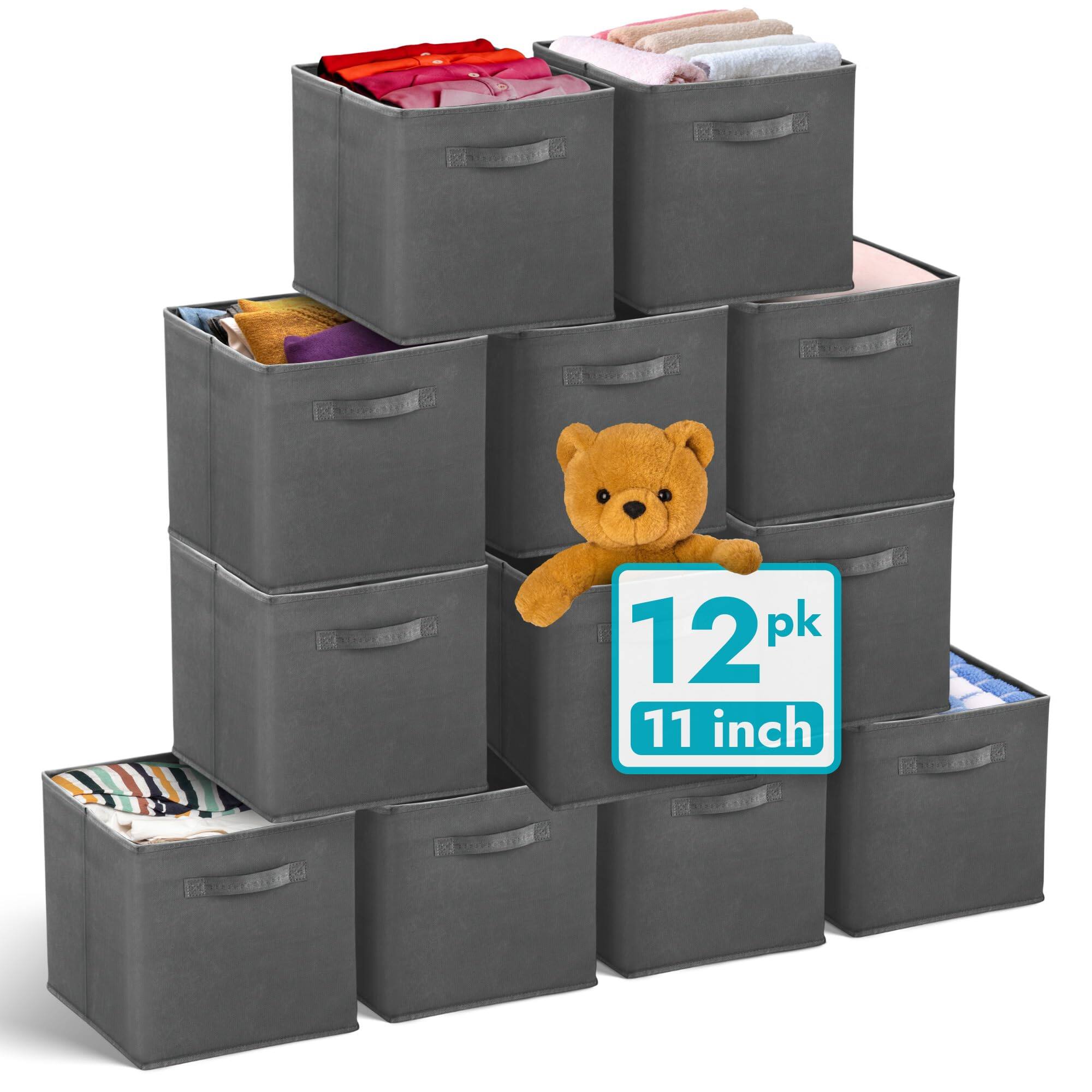 Front. COTTAGE - Reli. Cube Storage Bins Cube Organizer Bins Fabric Storage Boxes Collapsible, Foldable Fabric Cubby B... - Default.