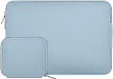 Front. mosiso - 14 inch Neoprene Laptop Sleeve with Small Accessory Pouch - Air Blue.