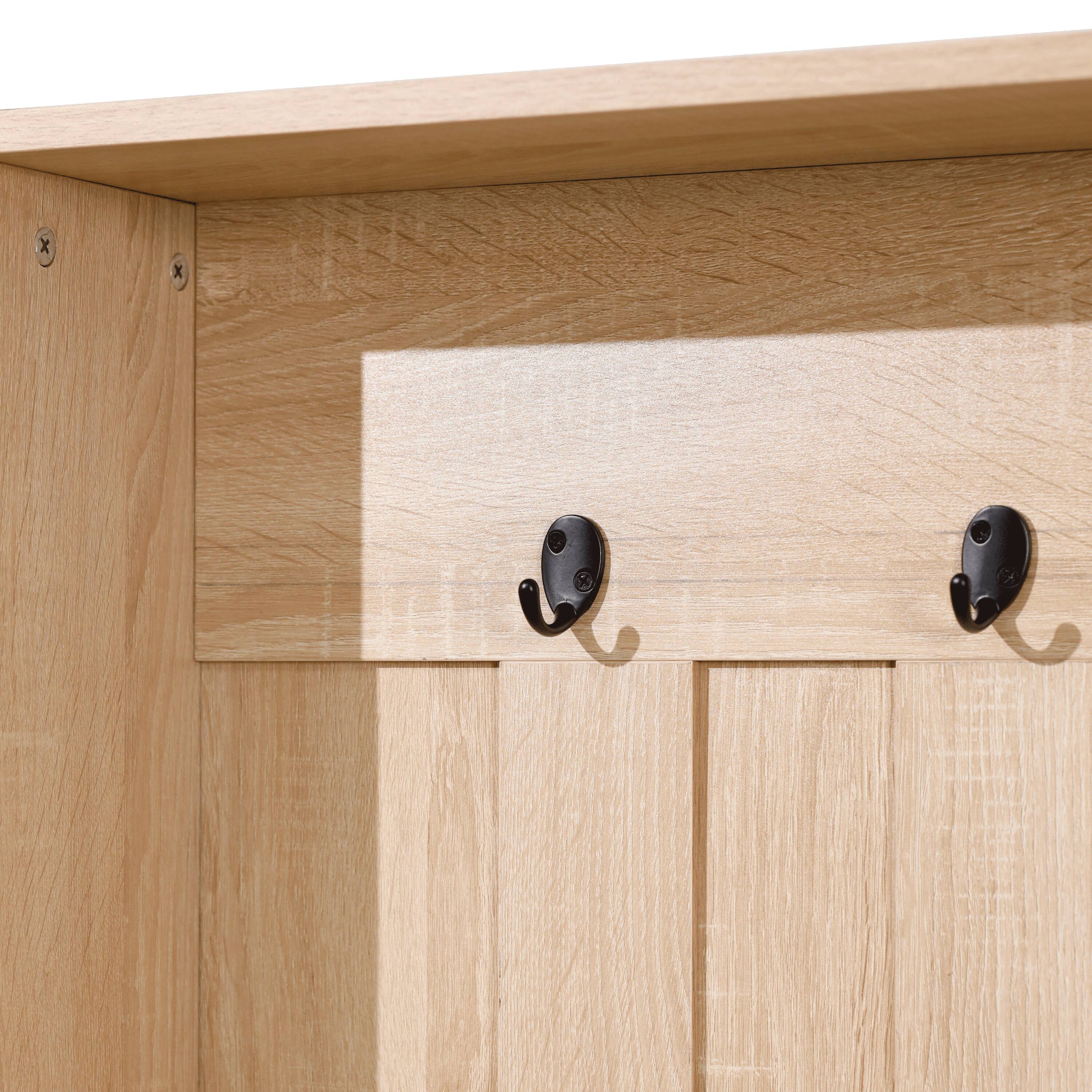 Alt View 10. Emma + Oliver - Paula Hallway Tree with Bench, Coat Hooks, and Lower Storage Compartments with Adjustable Shelves - Weathered Natural.