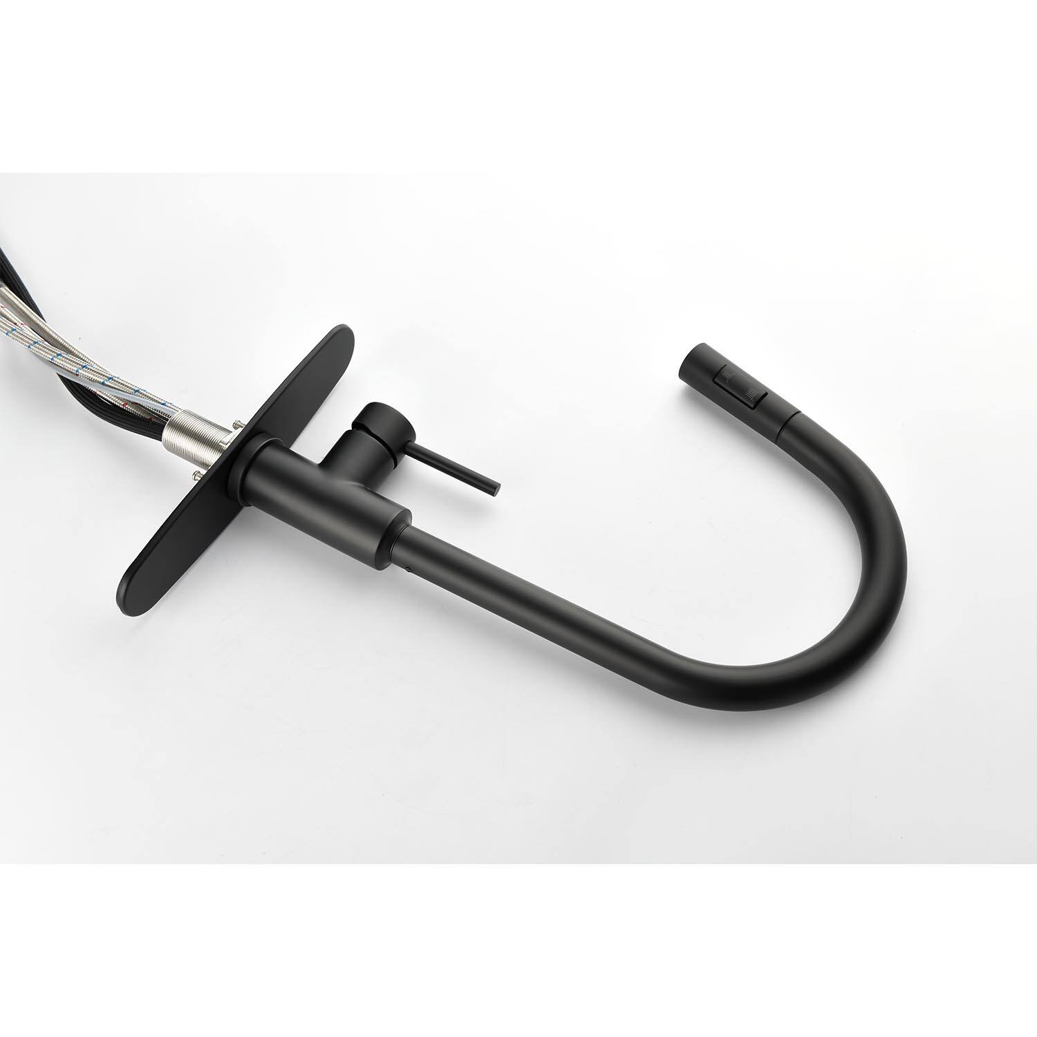 Angle. Siljoy - Kitchen Faucet with Pull Down Sprayer - Matte Black.