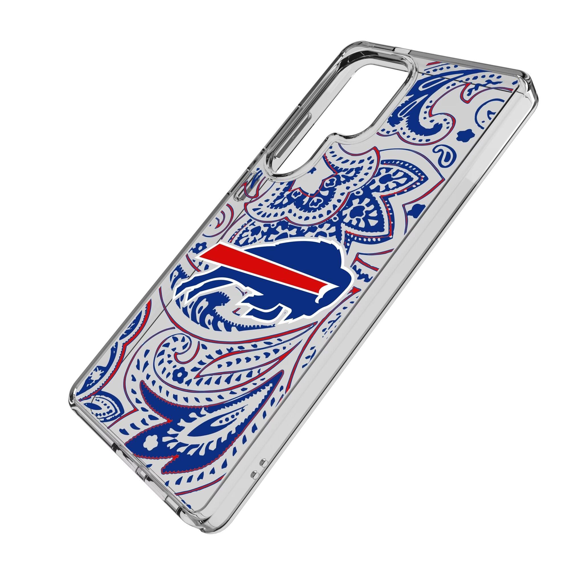 Alt View 1. Keyscaper - Buffalo Bills Galaxy Clear Paisley Design Case - S23 Ultra - Multicolor.