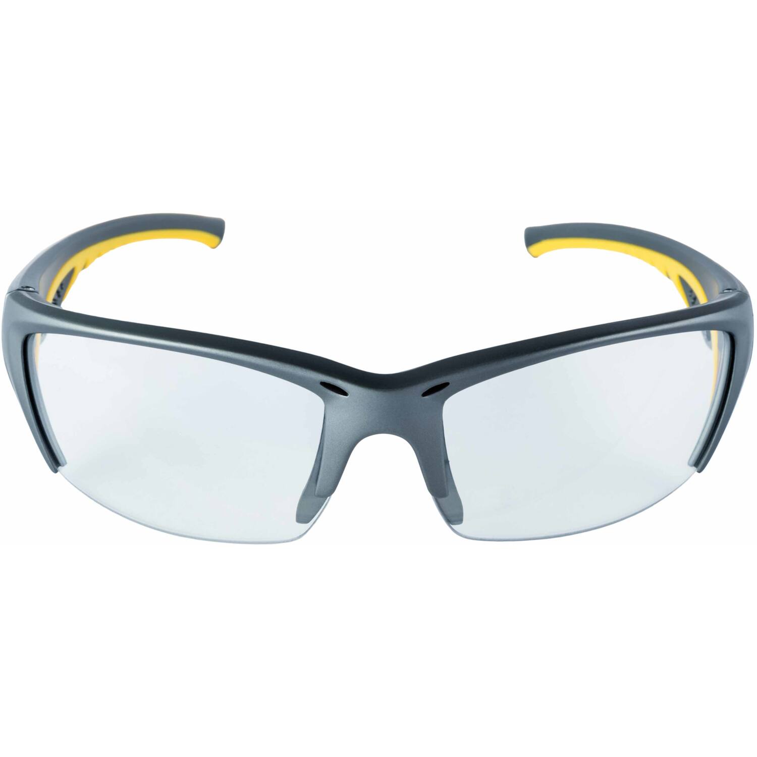 Angle. 3M - 3M Anti-Fog Modern/Sleek Impact-Resistant Safety Glasses Clear Lens Gray/Yellow Frame 1 pc - Gray | Yellow.