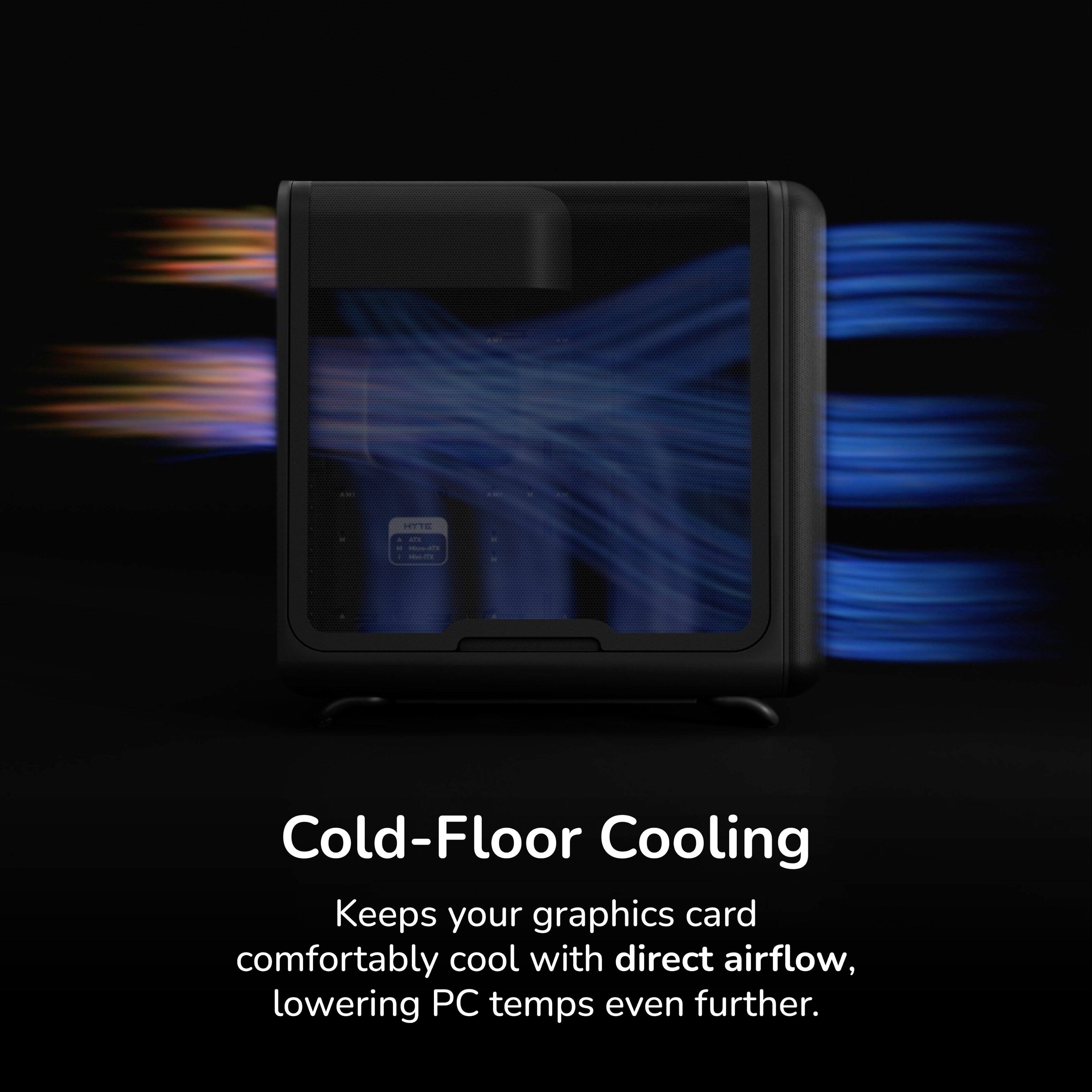 DEYTE - Cold-Floor Cooling Keeps your graphics card comfortably cool with direct airflow, lowering PC temps even further.