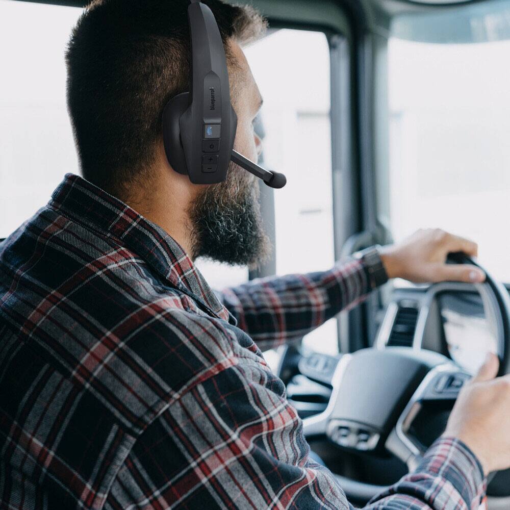 Alt View 9. BlueParrott - Pro B350 Wireless Bluetooth Mono Headset with 98% AI Voice Isolation Mics and Lightweight Headband - Black.