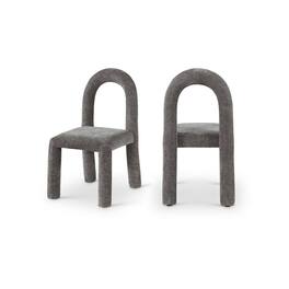 Meridian Furniture - Amari Grey Chenille Fabric Dining Chair, Set of 2 - Gray