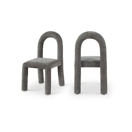 Front. Meridian Furniture - Amari Grey Chenille Fabric Dining Chair, Set of 2 - Grey.