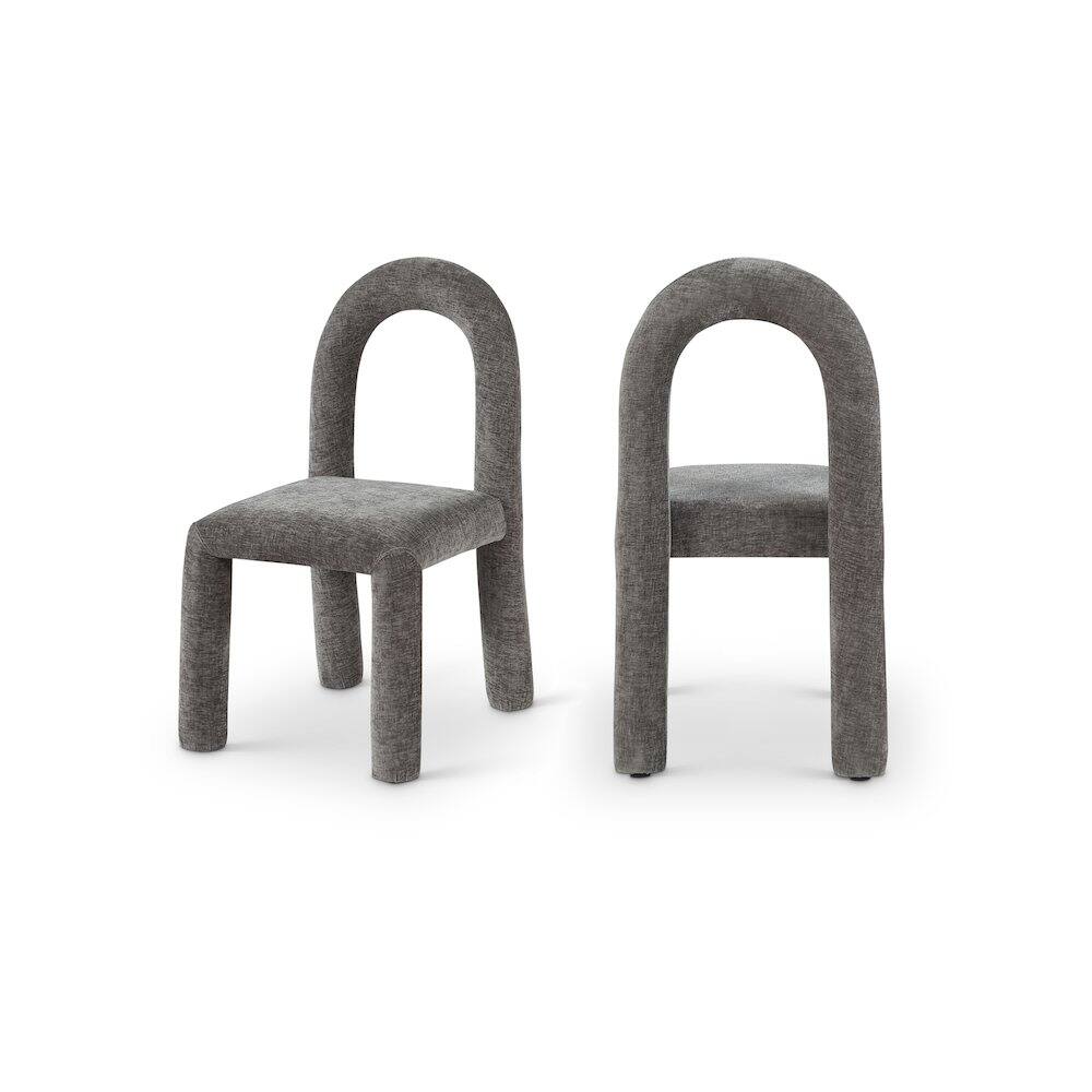 Front. Meridian Furniture - Amari Grey Chenille Fabric Dining Chair, Set of 2 - Grey.