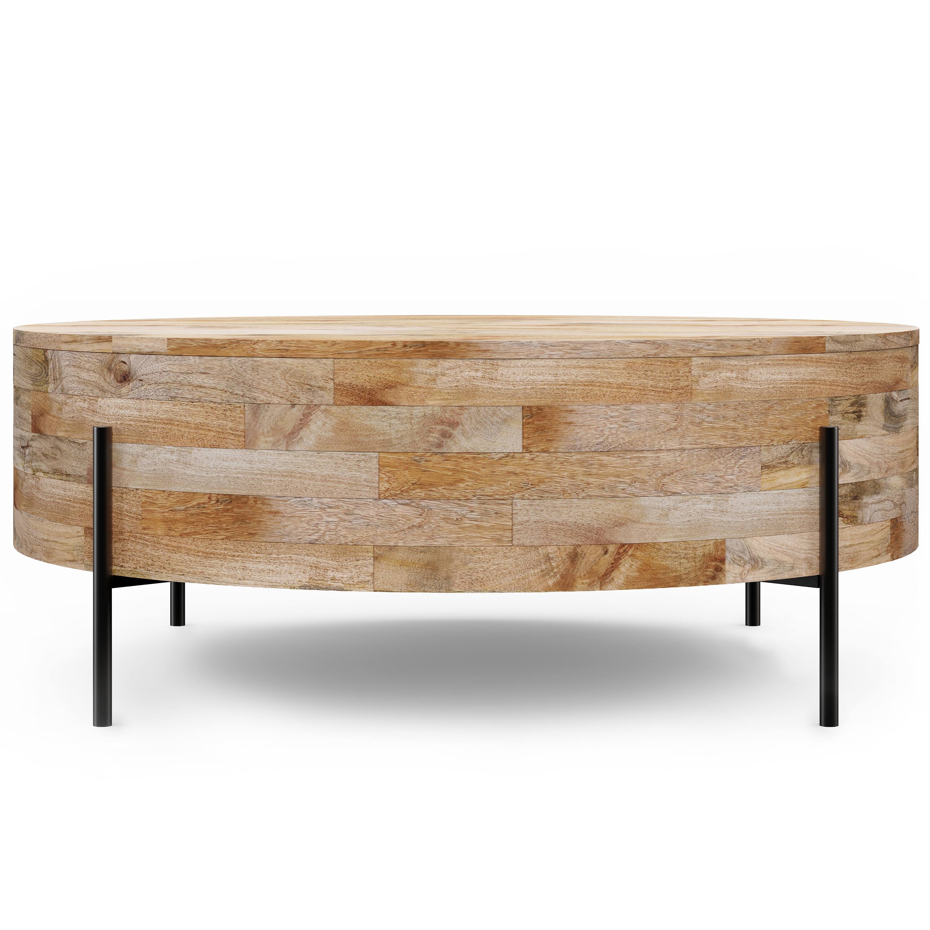 Angle. Simpli Home - Rayburn Drum Coffee Table - Natural.