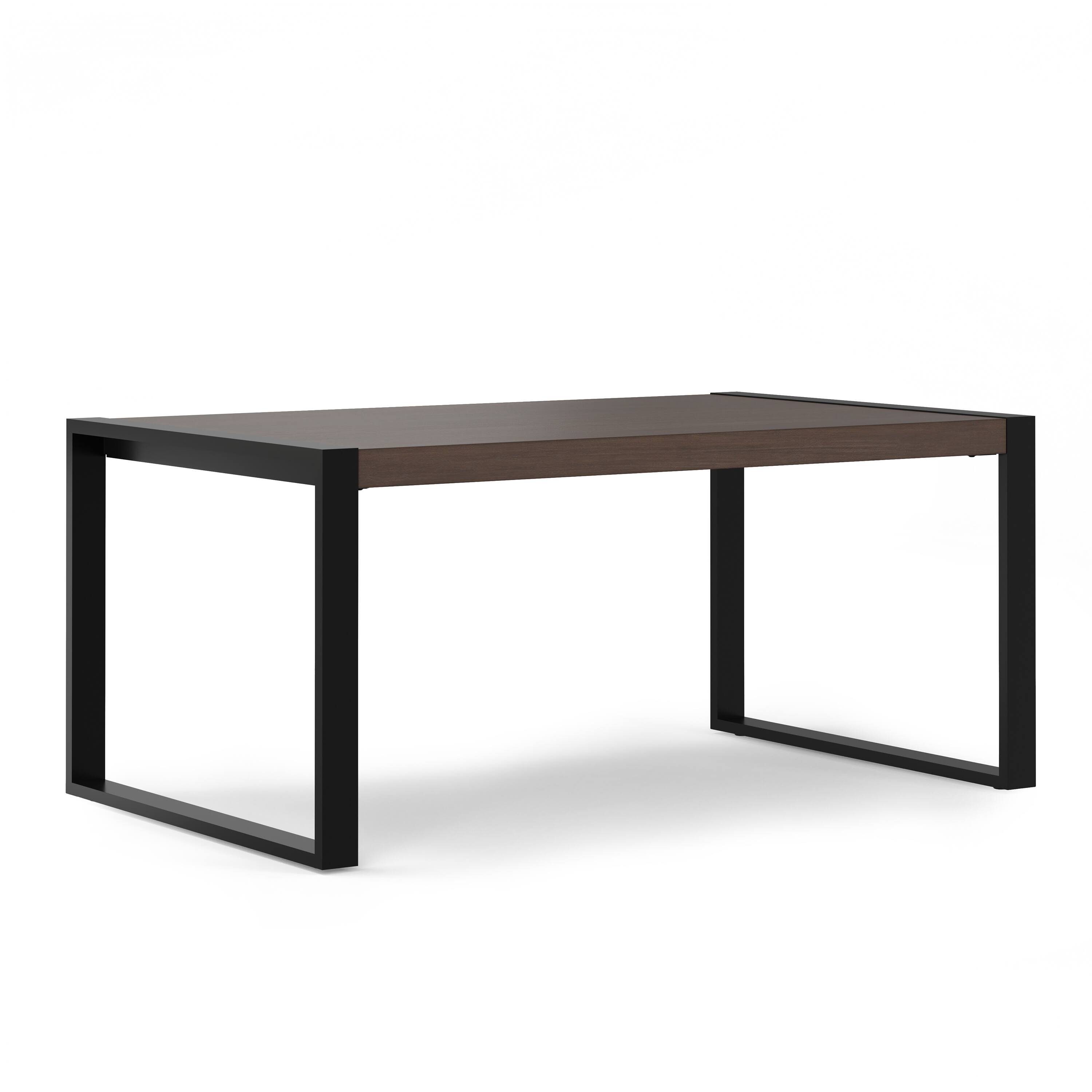 Front. Simpli Home - McKenzie 66 inch x 40 inch Rectangle Modern Industrial Dining Table in Smoky Grey - Smoky Grey.