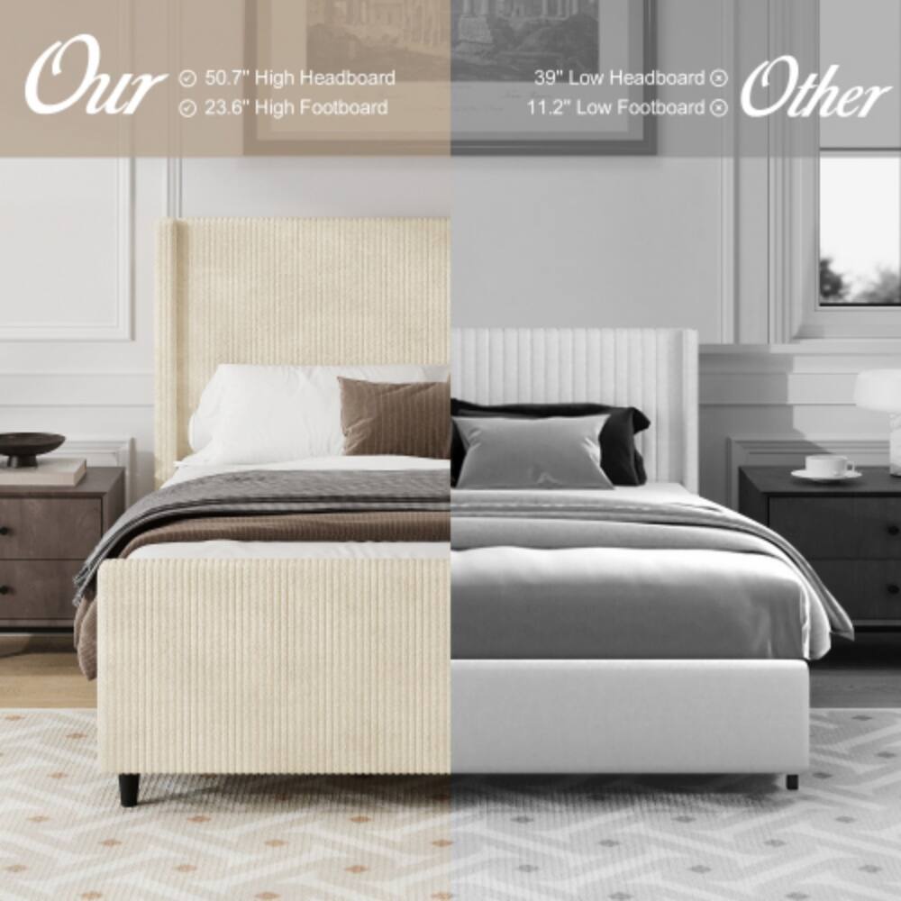 Our  
50.7" High Headboard  
23.6" High Footboard  

Other  
39" Low Headboard  
11.2" Low Footboard