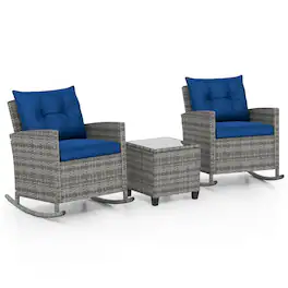Boyel Living - 3Piece Patio Rattan Roker Chairs 31.5-in L x 31.5-in W x 26.0-in H - Brown