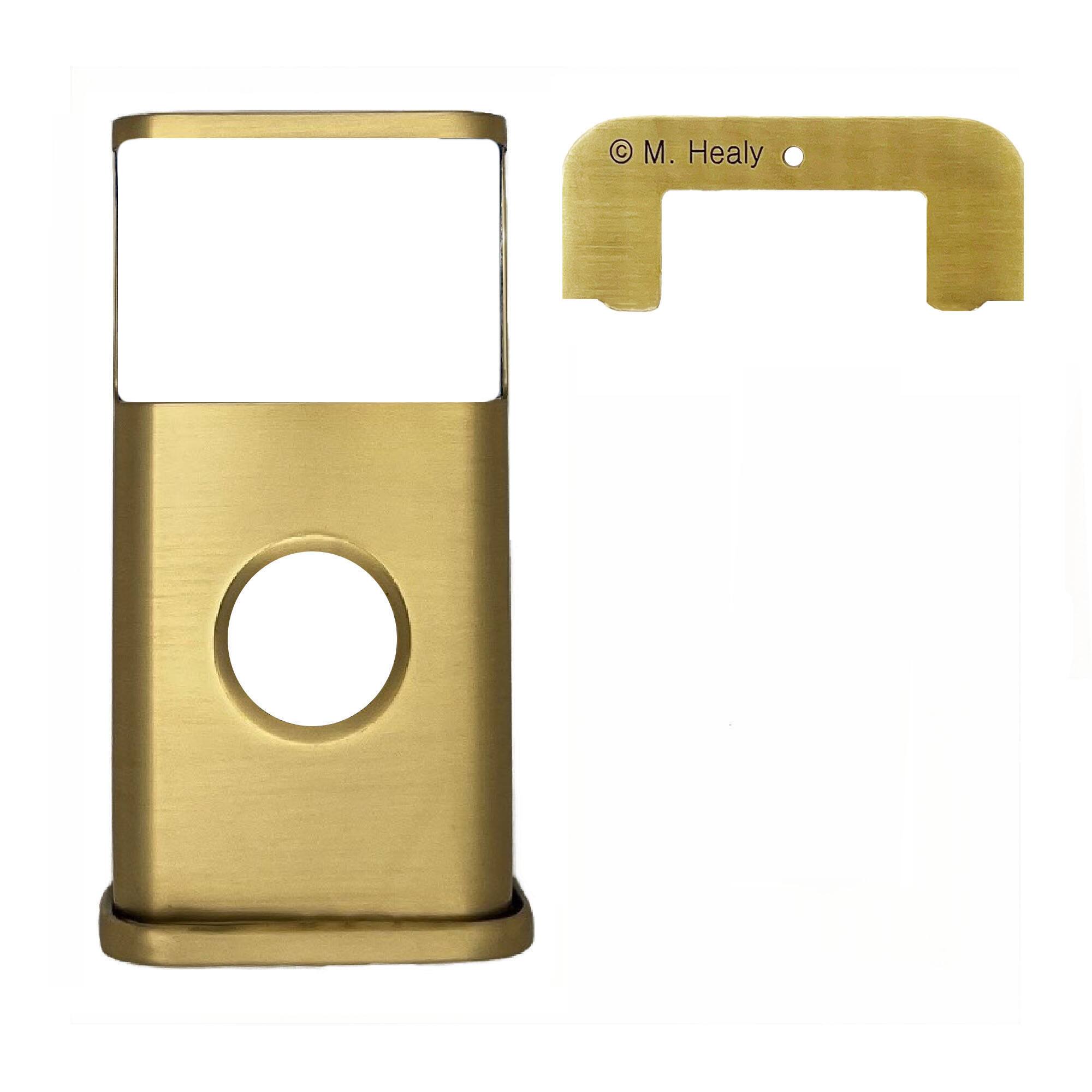 Back. Michael Healy - Traditional Video Doorbell Cover (Ring Battery Doorbell 2024 Release) - Satin Brass.
