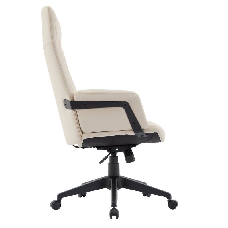 Alt View 4. LeisureMod - Inifini High Back Office Chair Ergonomic PU Leather Lumbar Support Foam Cushion Iron Frame - Tan.