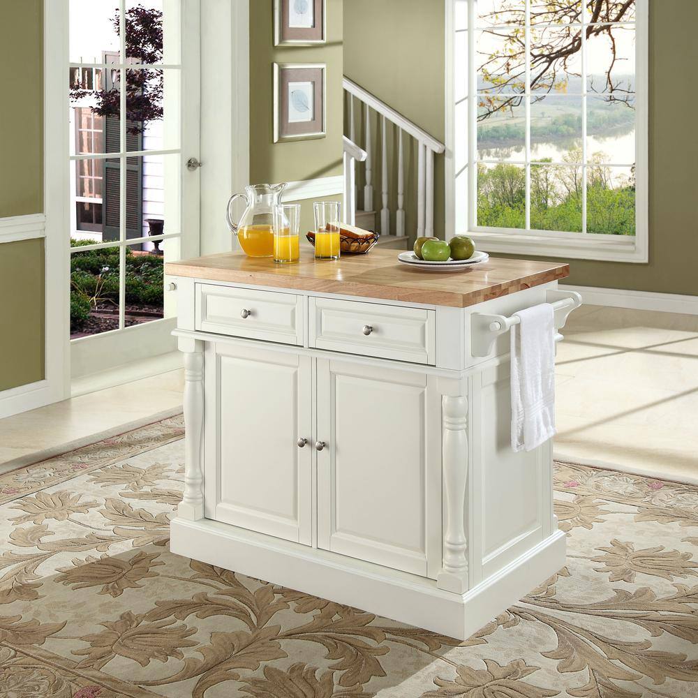 Alt View 4. Crosley Furniture - Oxford Butcher Block Kitchen Island - White.