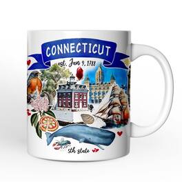 OrnamentallyYou - Artistic Connecticut State Themes and Landmarks Mug - White