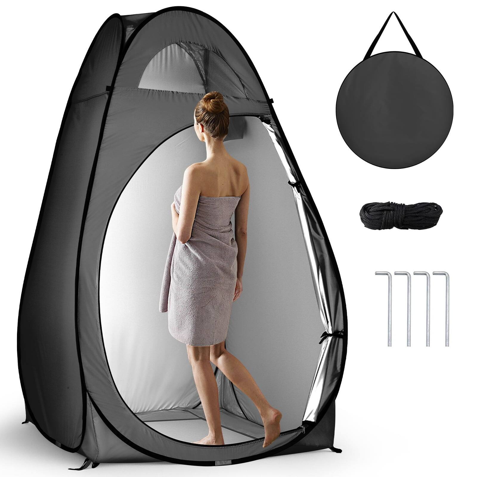 Angle. Home Collection - Portable Pop-up Camping Privacy Shelter Outdoor Toilet Dressing Tent - Black - Black.