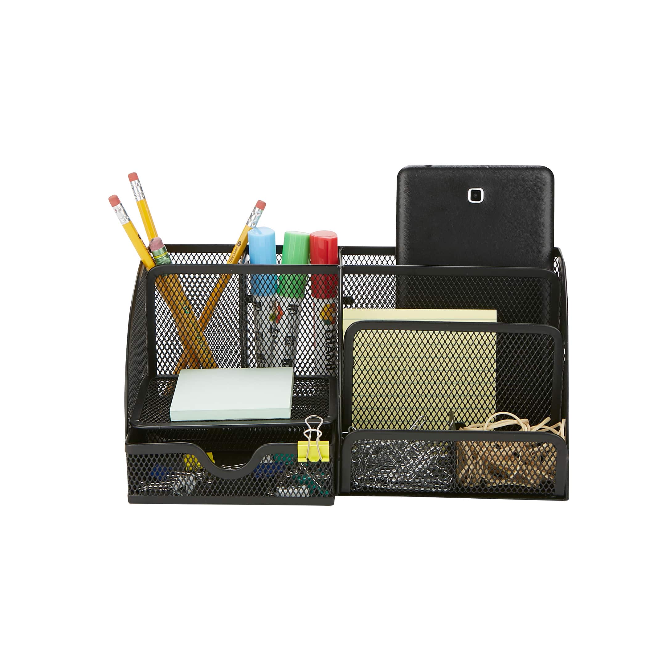 Front. Mind Reader - Desk Organizer 7 Compartment - Black.