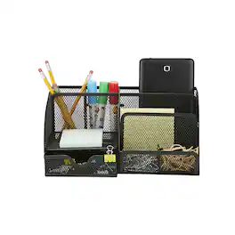 Mind Reader - Desk Organizer 7 Compartment - Black