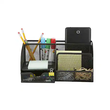 Front. Mind Reader - Desk Organizer 7 Compartment - Black.