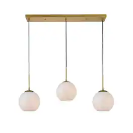Living District - Baxter 3 Lights Brass Pendant With Frosted White Glass - Brass And Frosted White