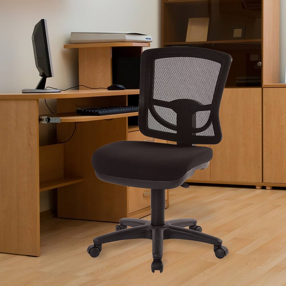 Alt View 1. Office Star Products - ProGrid® Mesh Back Armless Task Chair with Padded Coal FreeFlex Fabric Seat - Coal.