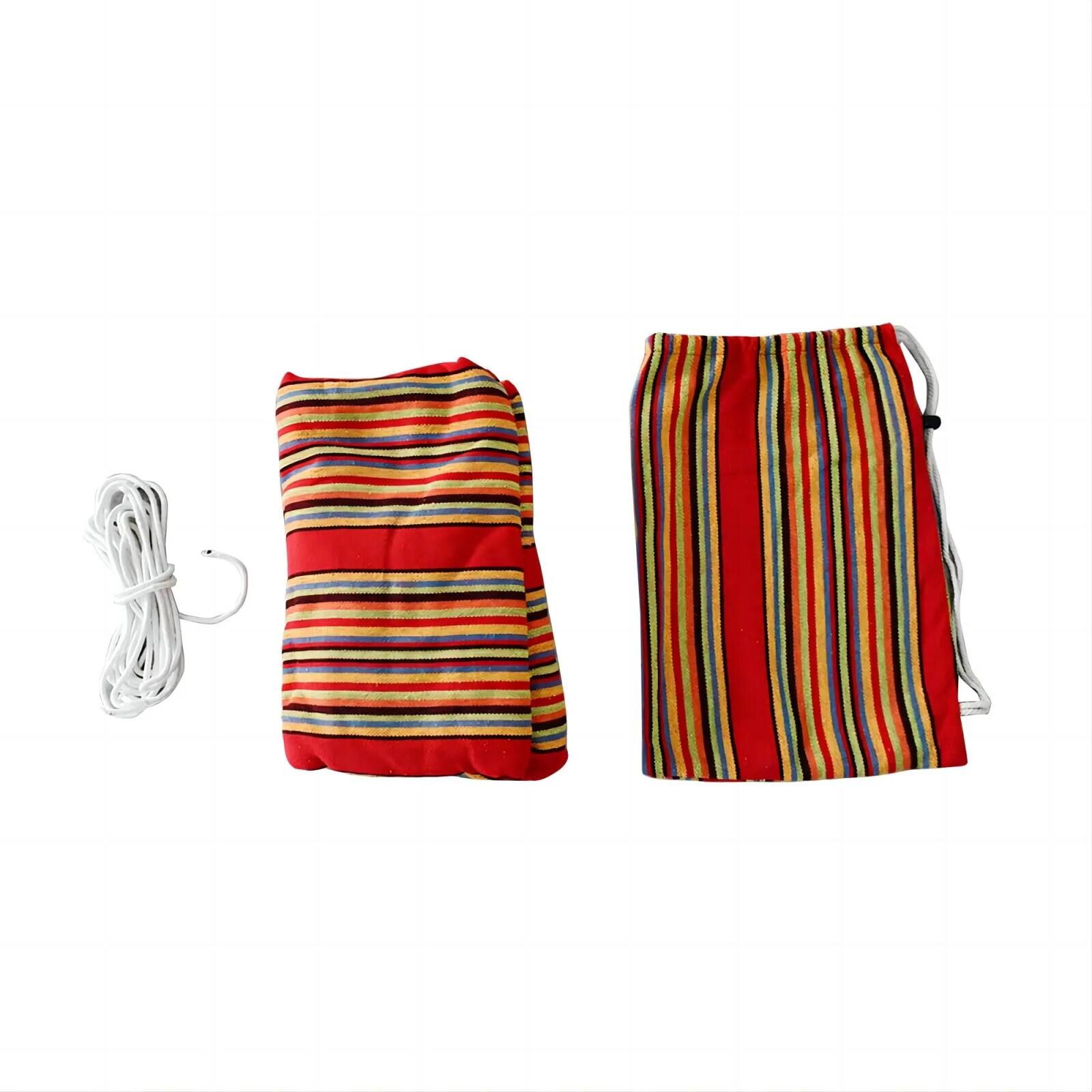 Alt View 1. SKONYON - 2-Person Brazilian-Style Cotton Double Hammock Bed with Portable Carrying Bag - Rainbow.