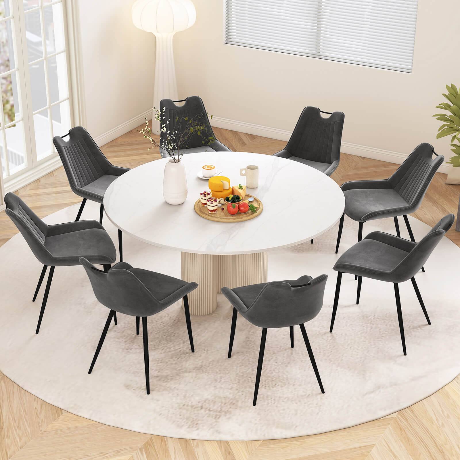Alt View 4. Costway - Costway Dining Chair Set of 4 Soft Velvet Upholstered Kitchen Chairs with Metal Legs - Gray.