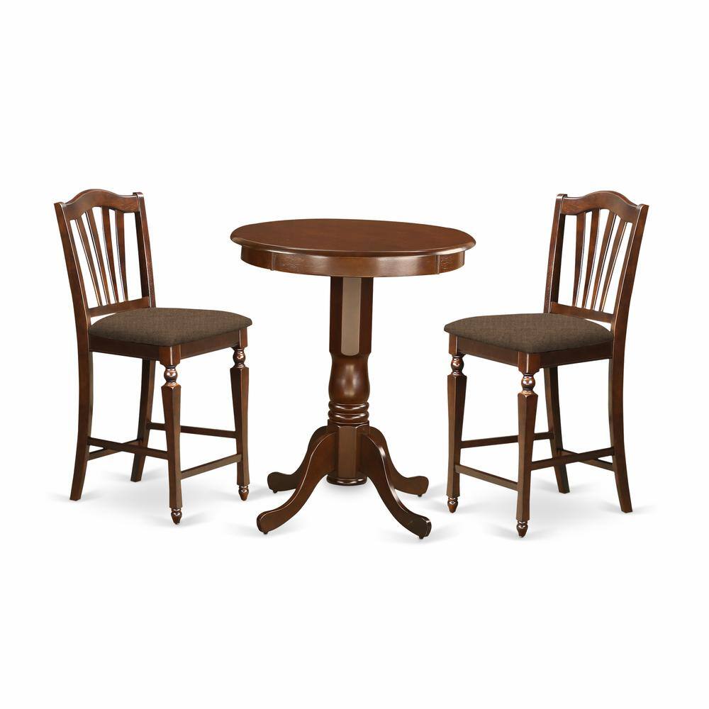 Back. East West Furniture - EDCH3-MAH-C 3 Pc pub Table set-pub Table and 2 Kitchen Dining Chairs. - Mahogany.