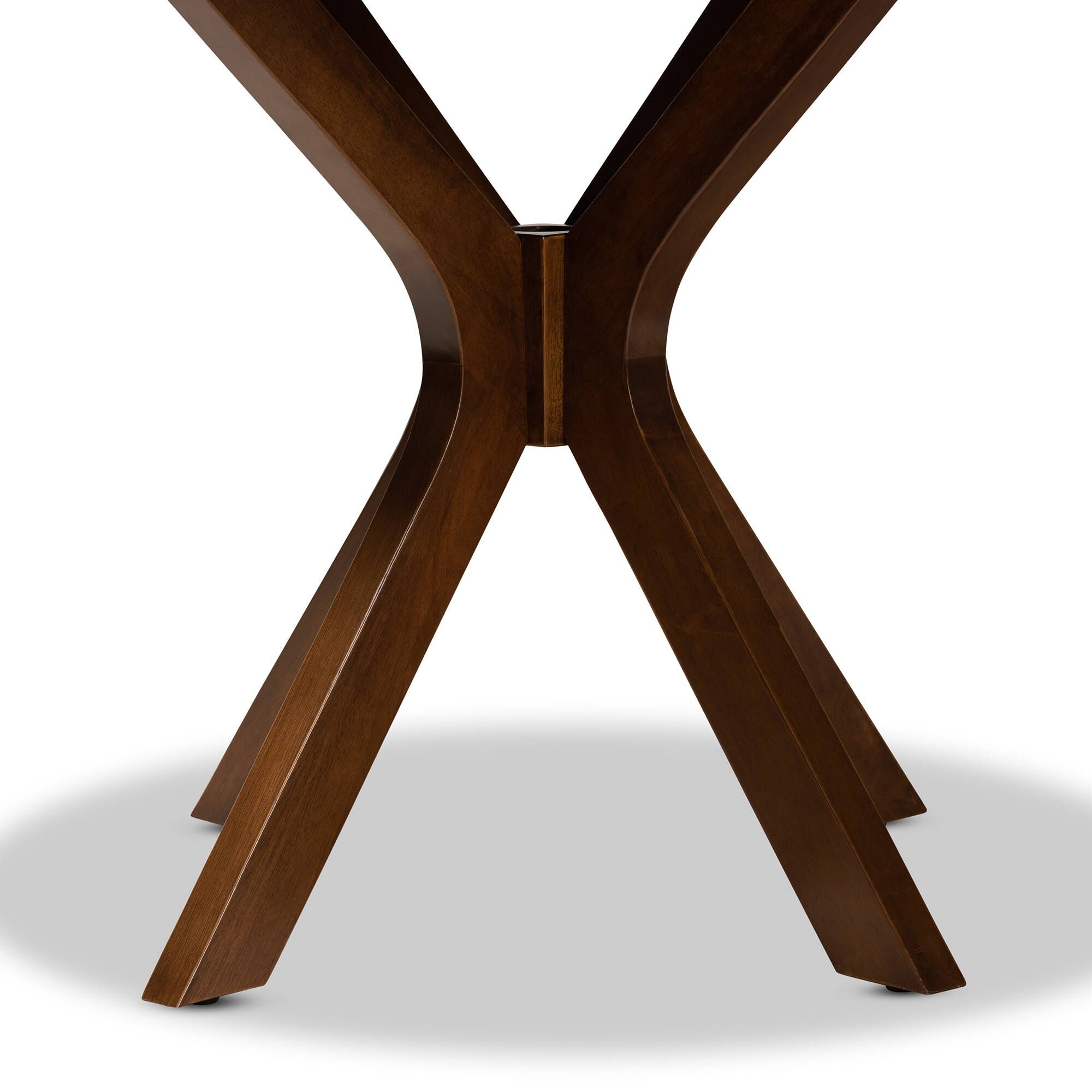 Back. Baxton Studio - Kenji Modern and Contemporary Finished 34-Inch-Wide Round Wood Dining Table - Walnut.
