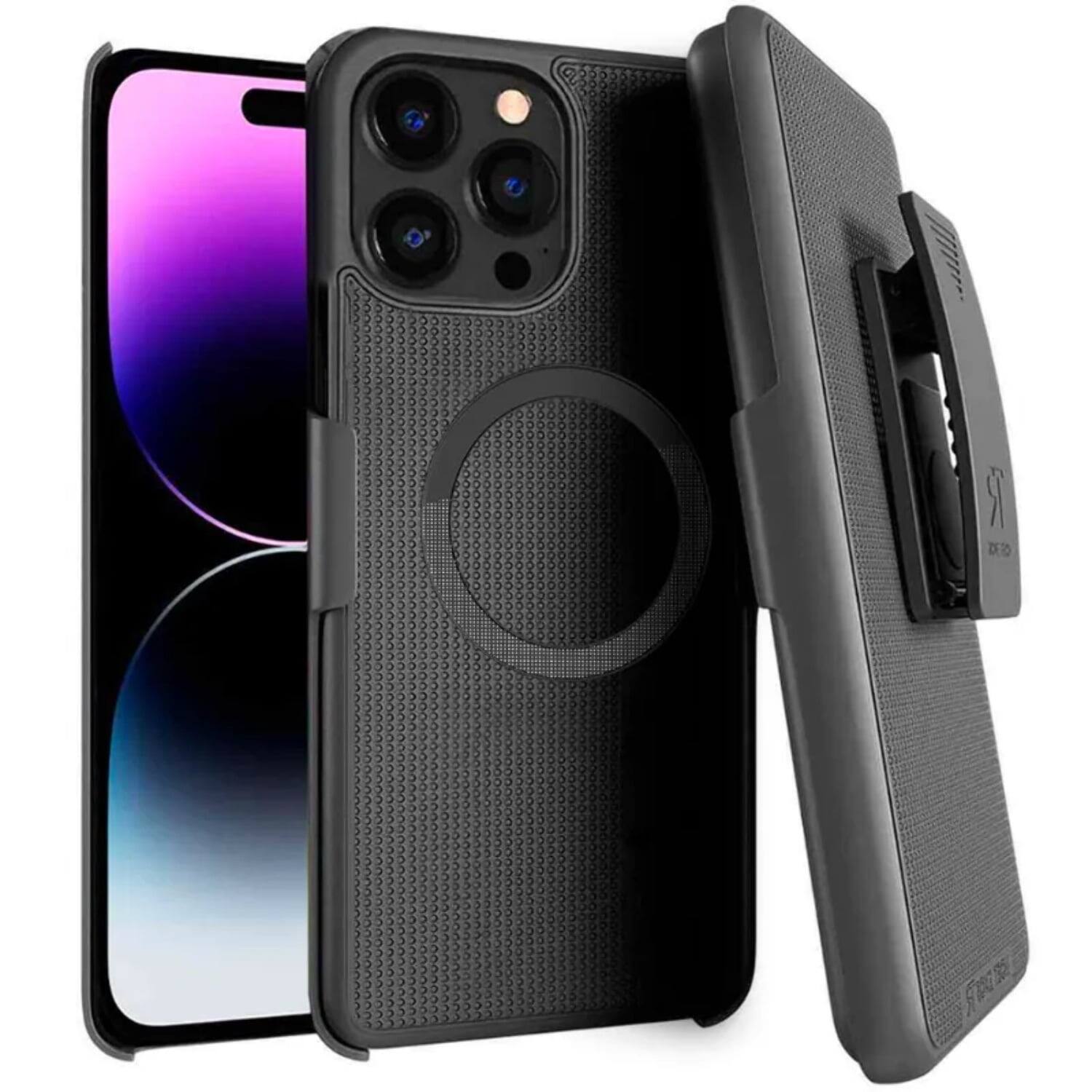 Alt View 4. RomeTech - Shell Holster Combo Case for Apple iPhone 14 Pro - Black - Black.