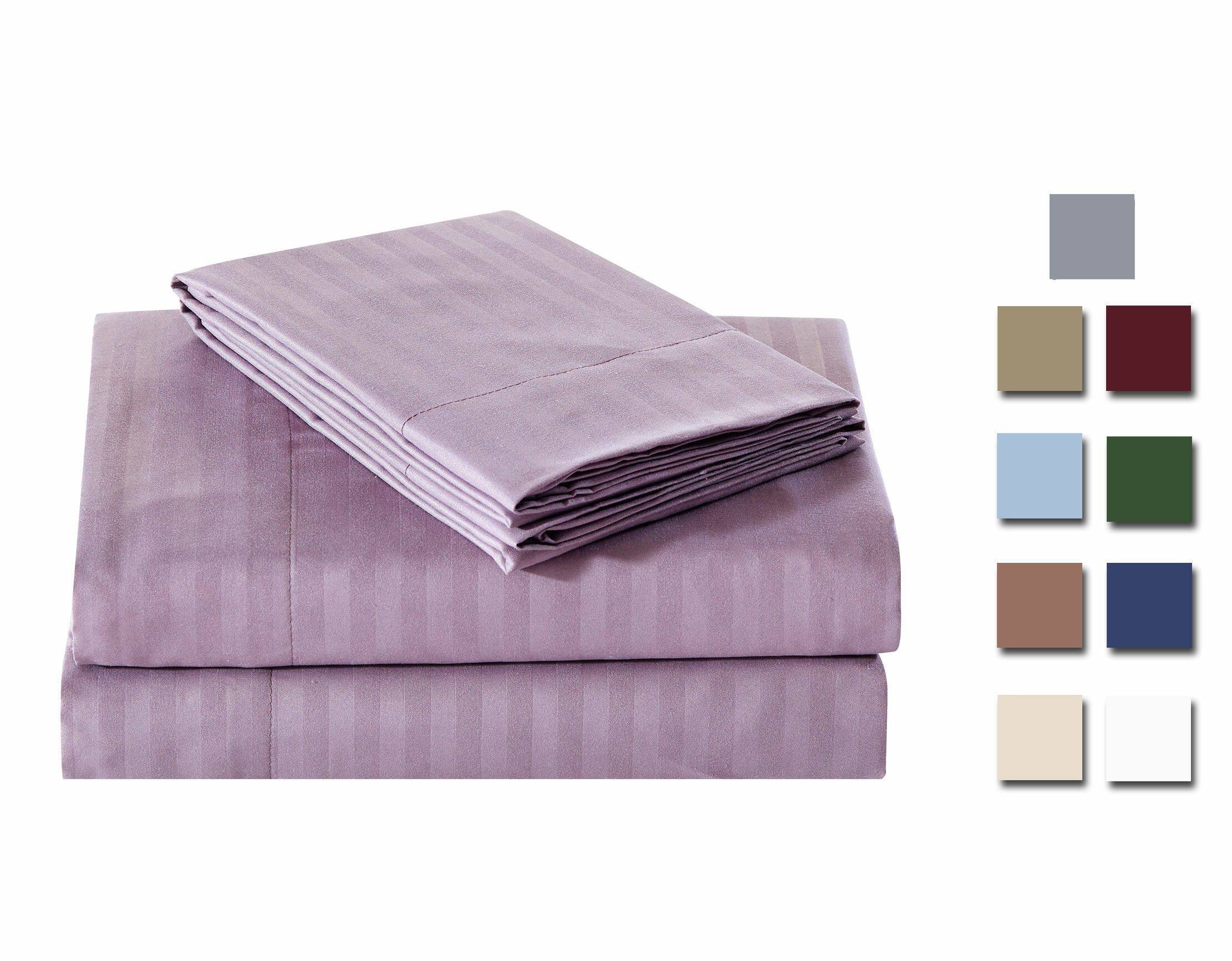 Angle. Plazatex - 1800 Series Embossed Striped Wrinkle Resistant Sheet 4pc Set Twin - Plum - Plum.