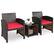 Front. Costway - 3PCS Patio Rattan Wicker Furniture Cushion Sofa Coffee Table - Red,Mix brown.