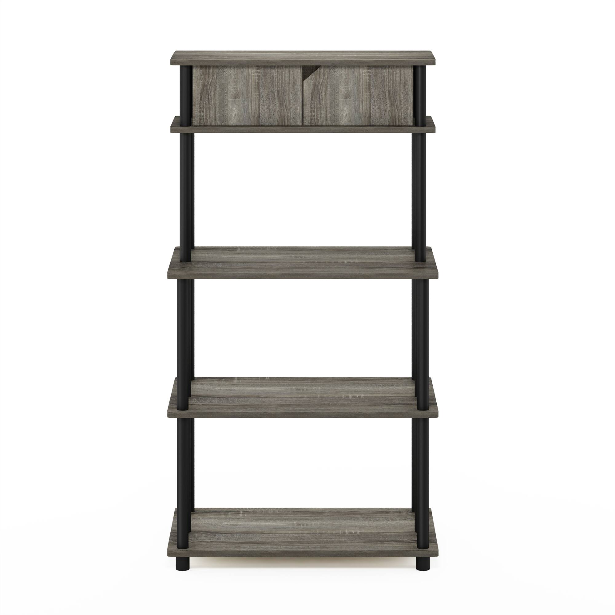 Alt View 2. Furinno - Turn-N-Tube Toolless Kitchen Storage Shelf with Top Cabinet - French Oak Grey/Black.