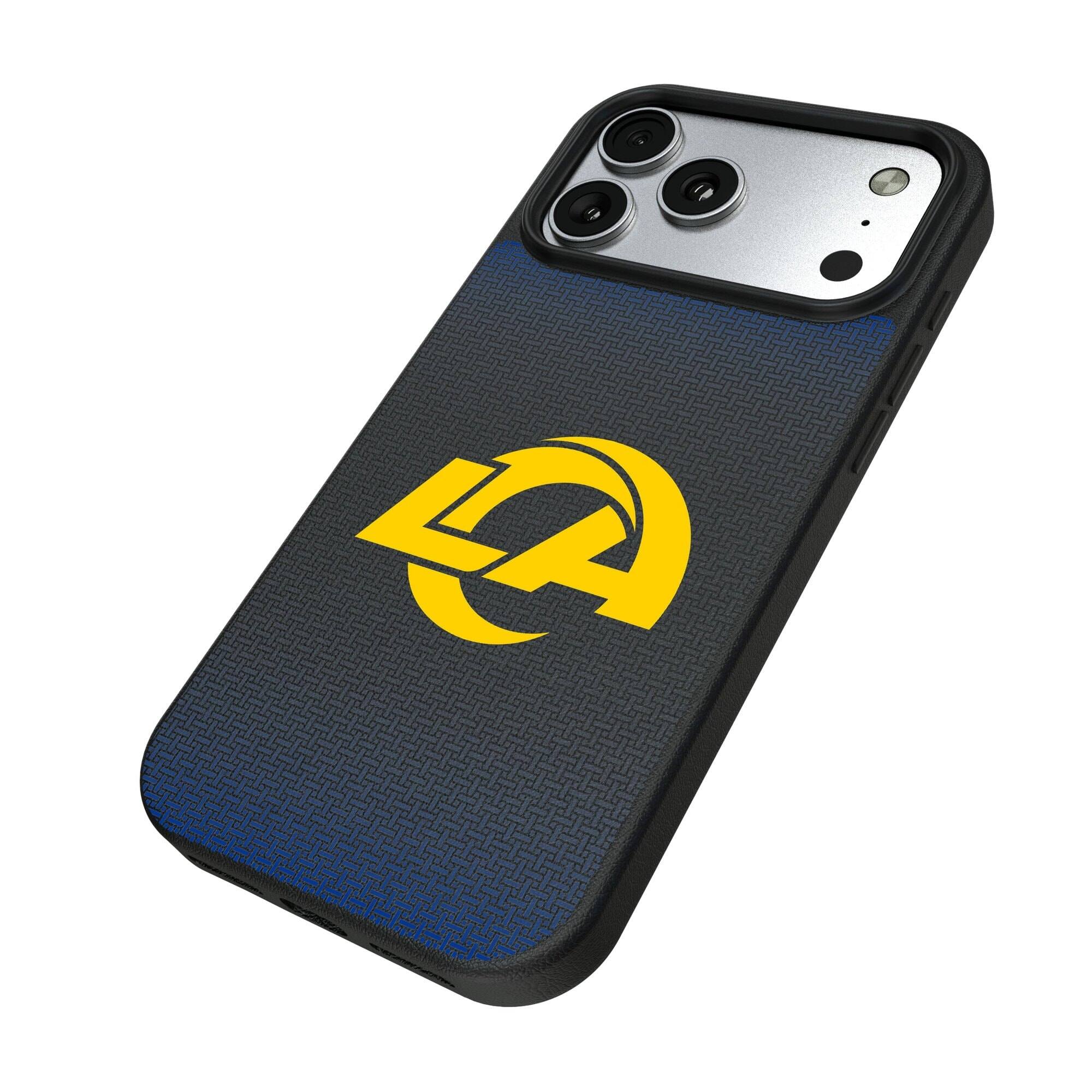 Alt View 1. Keyscaper - Los Angeles Rams Linen Logo iPhone Magnetic Bump Case - 15 Pro - Black.