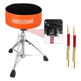 5 CORE - Drum Throne 5" Padded Guitar Stool Adjustable Heavy Duty Music Chair Seat w Luxury Velvet Top - Orange