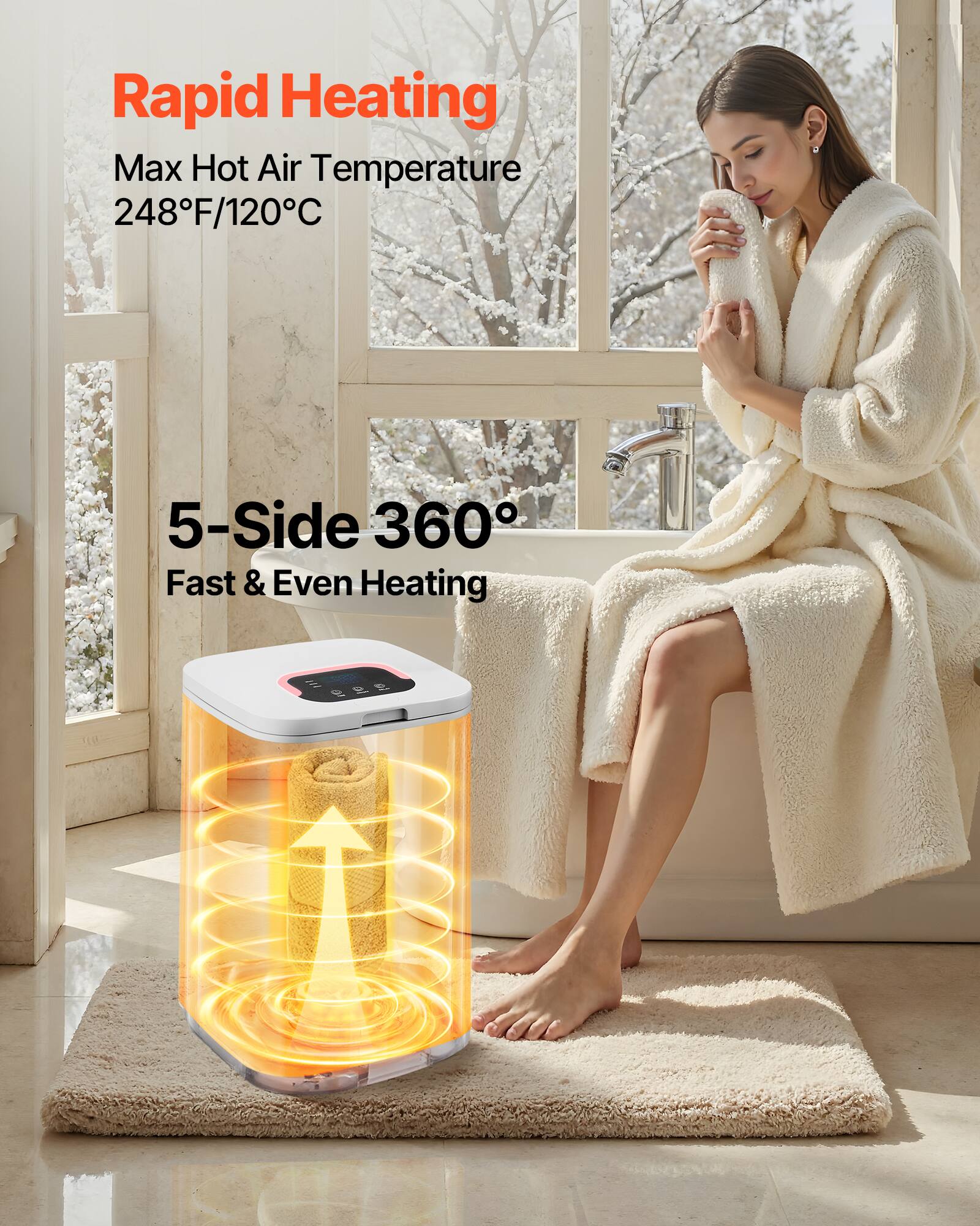 Rapid Heating
Max Hot Air Temperature 248°F/120°C
5-Side 360°
Fast & Even Heating